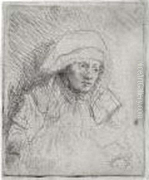 Sick Woman With A Large White Headdress (saskia) (b., Holl. 359; H. 196; Bb. 42-4) Oil Painting by Harmenszoon van Rijn Rembrandt