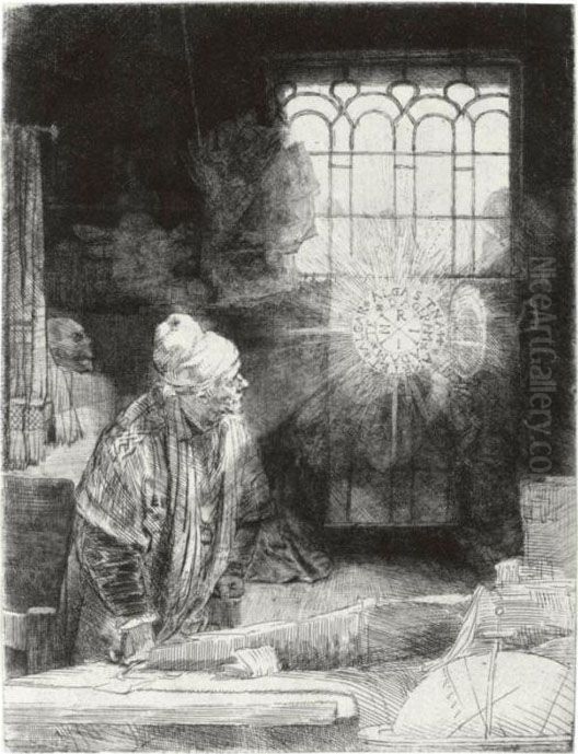 Faust (b., Holl. 270; H. 260; Bb. 52-4) Oil Painting by Harmenszoon van Rijn Rembrandt