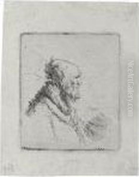 Bald Old Man With A Short Beard, In Profile Right (b., Holl. 306; H. 136; Bb. 35-6) Oil Painting by Harmenszoon van Rijn Rembrandt