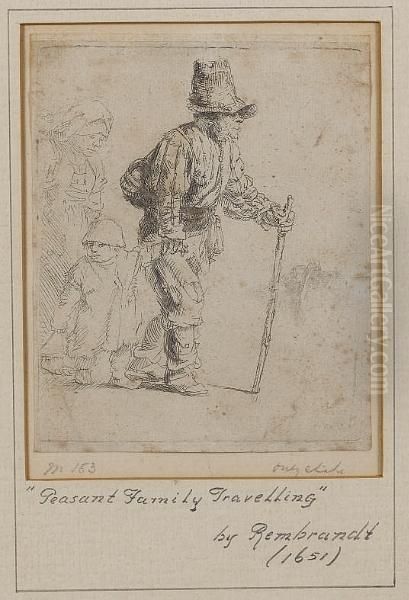 Peasant Family On The Tramp (bartsch 131) Oil Painting by Harmenszoon van Rijn Rembrandt
