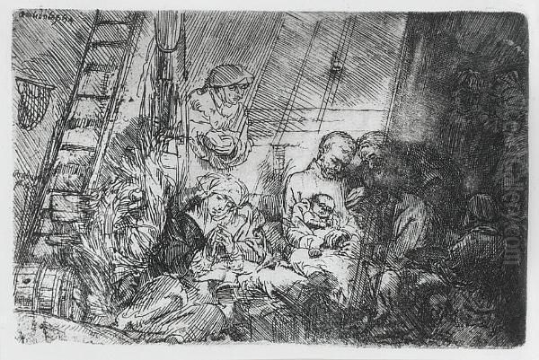 The Circumcision In The Stable (bartsch 47) Oil Painting by Harmenszoon van Rijn Rembrandt