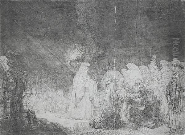 The Presentation In The Temple (bartsch 49) Oil Painting by Harmenszoon van Rijn Rembrandt