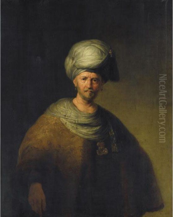 A Man In Oriental Costume - ````the Noble Slav' Oil Painting by Harmenszoon van Rijn Rembrandt