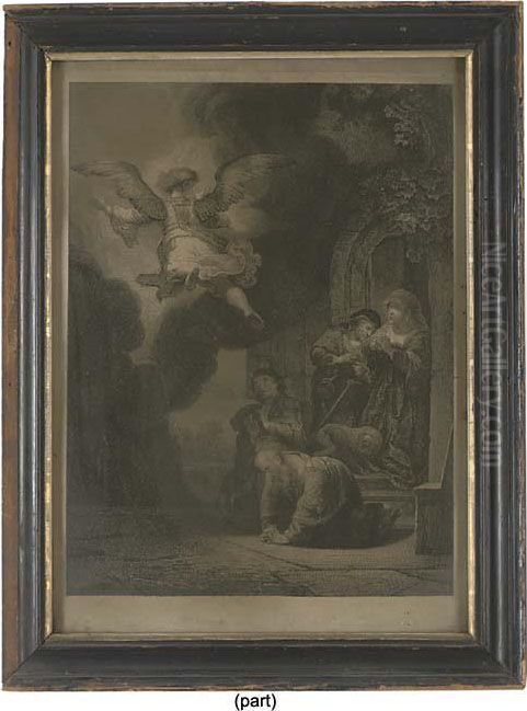 The Archangel Raphael Parting From Tobias And His Family Oil Painting by Harmenszoon van Rijn Rembrandt