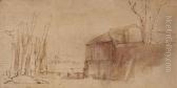 Landscape And A Figure In Holland Oil Painting by Harmenszoon van Rijn Rembrandt