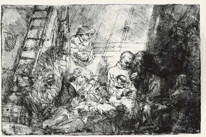 Circumcision In The Stable Oil Painting by Harmenszoon van Rijn Rembrandt