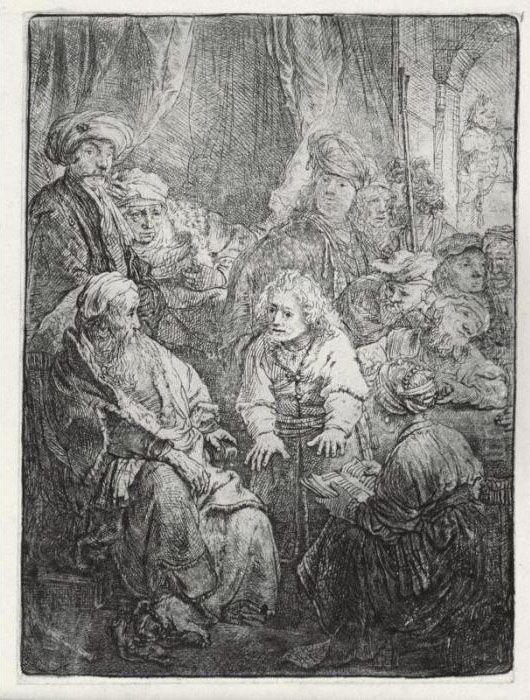 Joseph Telling His Dreams (b., Holl. 37; H. 160; Bb. 38-e) Oil Painting by Harmenszoon van Rijn Rembrandt