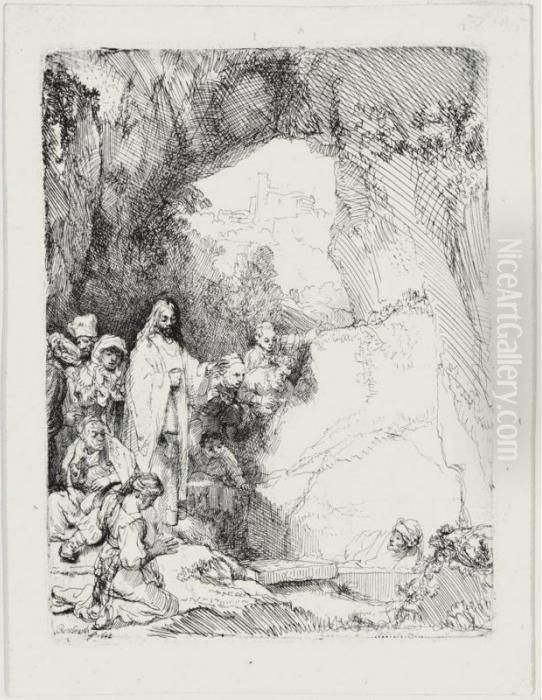 The Raising Of Lazarus: Small Plate (b., Holl. 72; H. 198; Bb. 42-b) Oil Painting by Harmenszoon van Rijn Rembrandt
