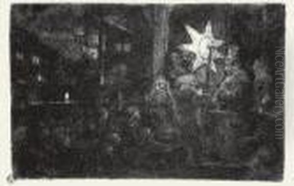 The Star Of The Kings: A Night Piece (b., Holl. 113; H. 254; Bb. 51-1) Oil Painting by Harmenszoon van Rijn Rembrandt