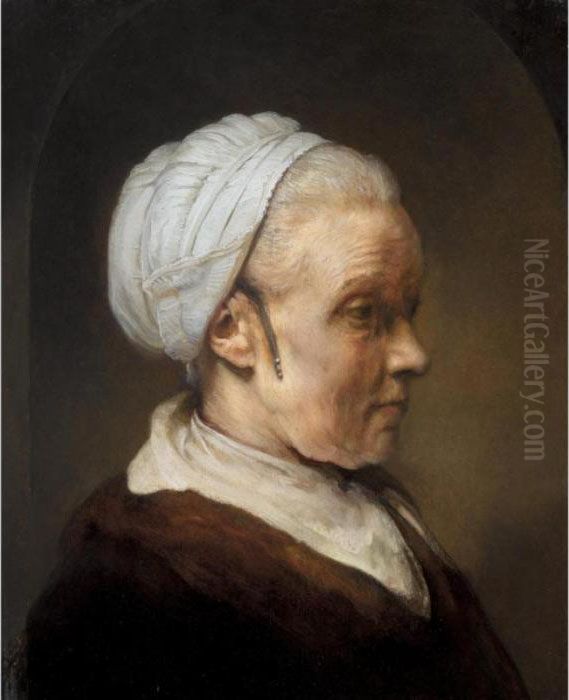 Study Of An Elderly Woman In A White Cap Oil Painting by Harmenszoon van Rijn Rembrandt