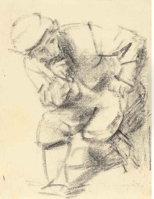 A Seated Man Leaning Forward And Looking To The Right Oil Painting by Harmenszoon van Rijn Rembrandt