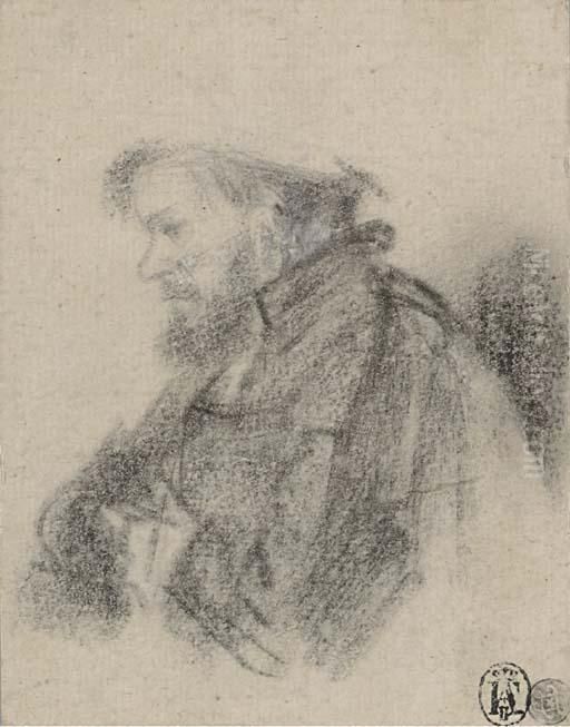 A Bearded Man, Half-length, In Profile To The Left Oil Painting by Harmenszoon van Rijn Rembrandt