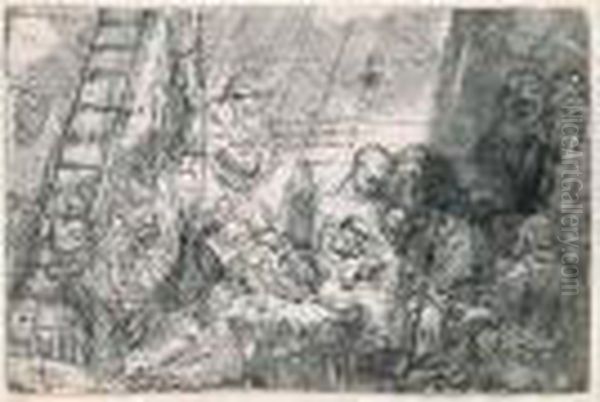 La Circoncision A L'etable. 
(harmenszvan Riyn Rembrandt, K.g. Boon 47 ; B.biorklund 54 - B) 94 X 
114. Oil Painting by Harmenszoon van Rijn Rembrandt