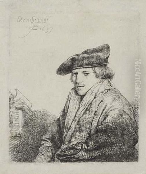 A Young Man In A Velvet Cap Oil Painting by Harmenszoon van Rijn Rembrandt
