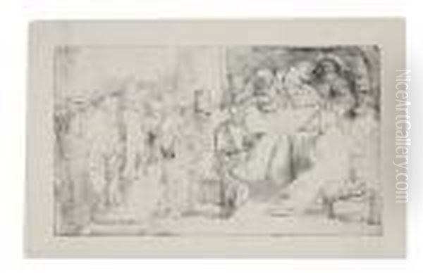 Christ Disputing With The Doctors: A Sketch Oil Painting by Harmenszoon van Rijn Rembrandt