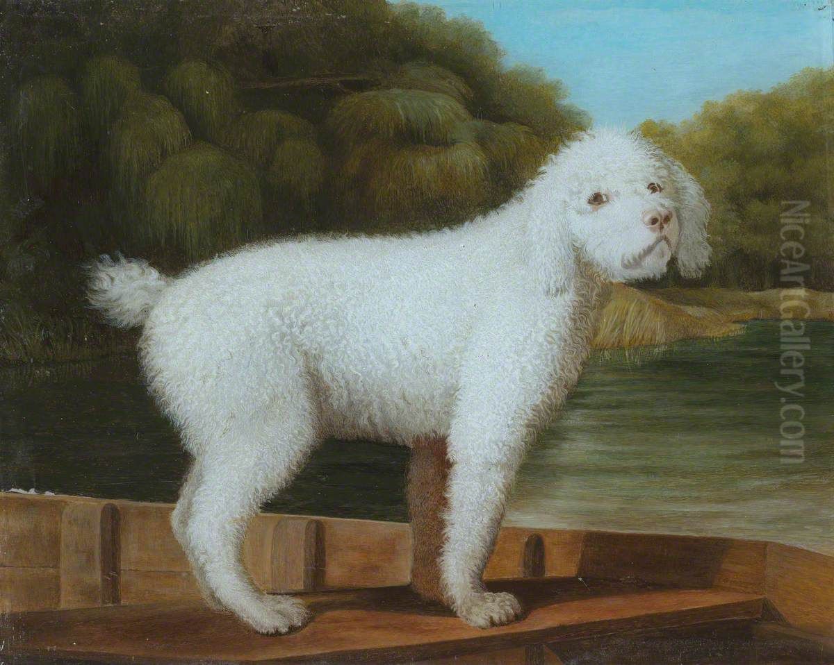White Poodle in a Punt Oil Painting by George Stubbs