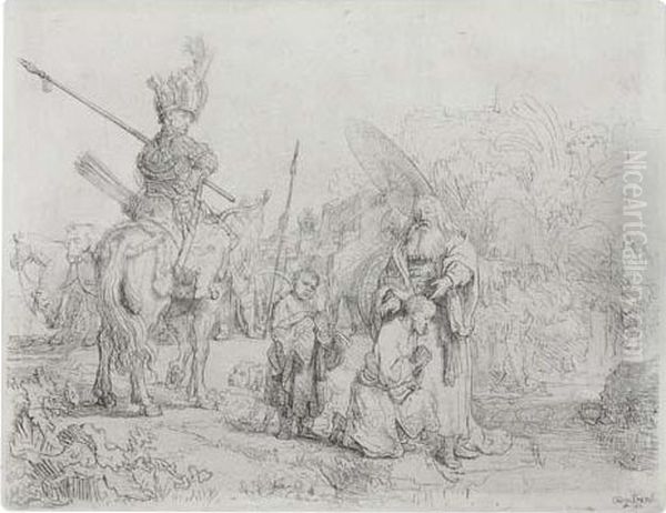 The Baptism Of The Eunuch Oil Painting by Harmenszoon van Rijn Rembrandt