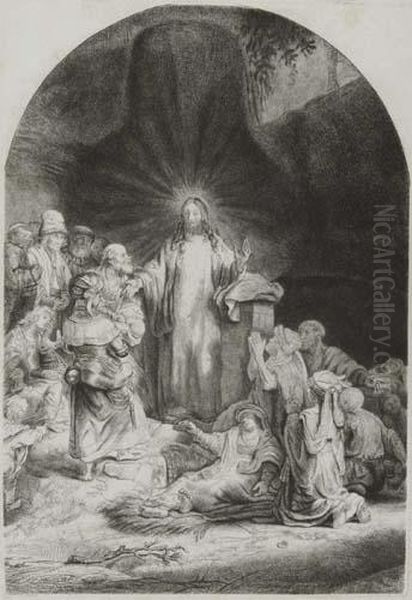Christ Healing The Sick (hundred Guilder Print) Oil Painting by Harmenszoon van Rijn Rembrandt
