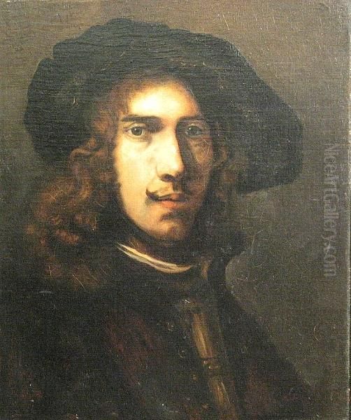 A Portrait Of A Man Wearing A Black Beret Oil Painting by Harmenszoon van Rijn Rembrandt