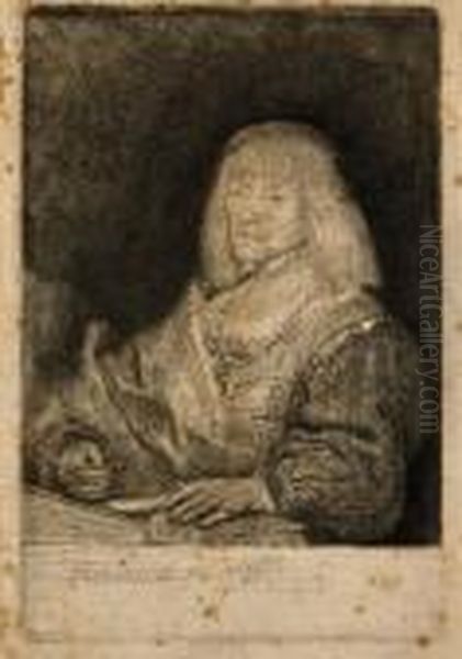 Man At A Desk Wearing A Cross And A Chain Oil Painting by Harmenszoon van Rijn Rembrandt