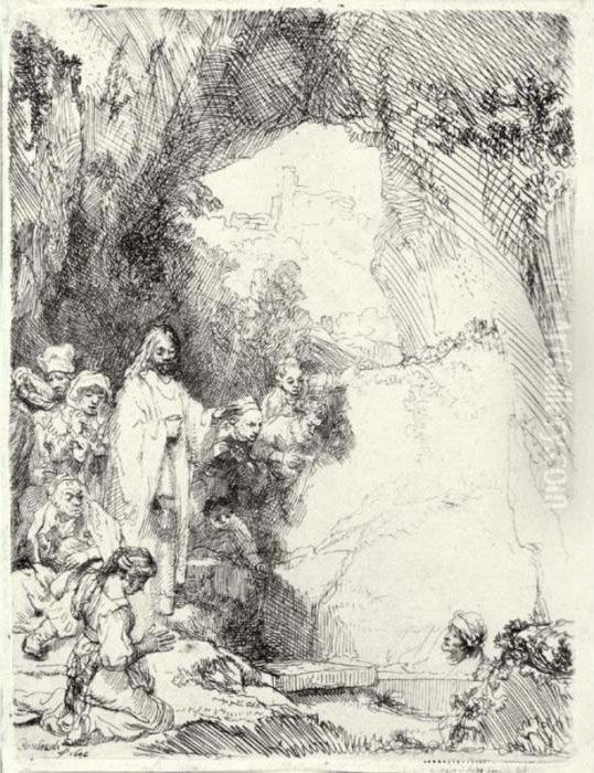The Raising Of Lazarus: Small Plate (b., Holl. 72; H.198; Bb. 42-b) Oil Painting by Harmenszoon van Rijn Rembrandt