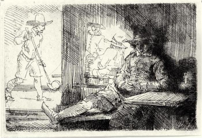 The Golf Player (b., Holl. 125; H. 272; Bb. 54-a) Oil Painting by Harmenszoon van Rijn Rembrandt