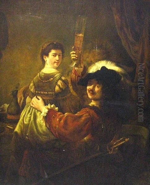 Self Portrait With Saskia In The Parable Of The Prodigal Son Oil Painting by Harmenszoon van Rijn Rembrandt