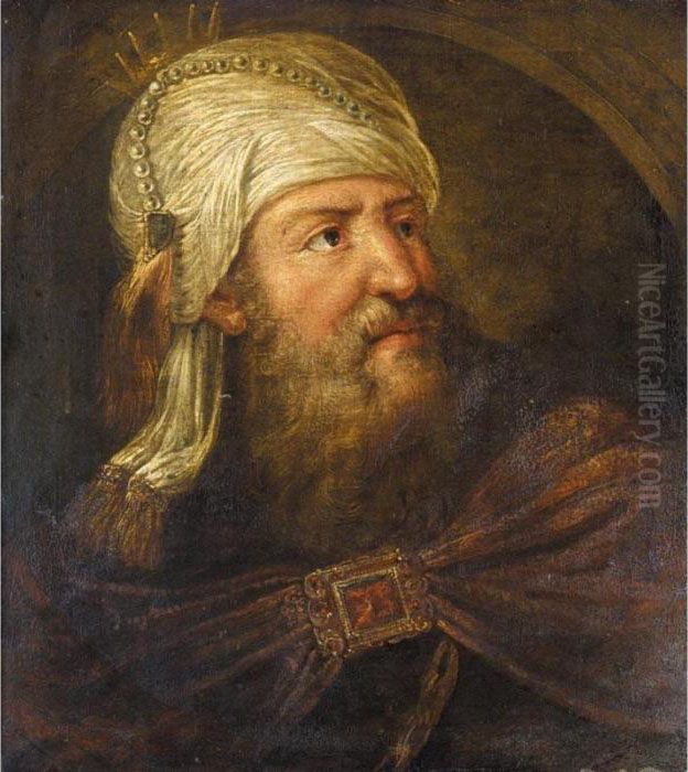 An Oriental King - Aliasuerus(?) Oil Painting by Harmenszoon van Rijn Rembrandt