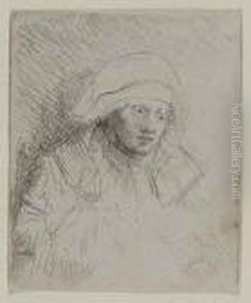 Sick Woman With A Large, White Headdress Oil Painting by Harmenszoon van Rijn Rembrandt
