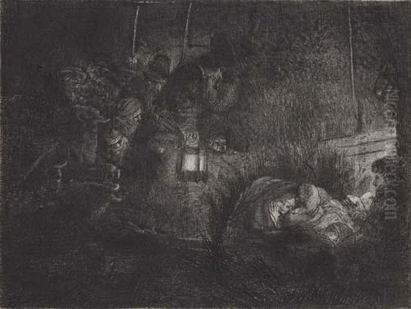 The Adoration Of The Shepherds: Night Piece Oil Painting by Harmenszoon van Rijn Rembrandt