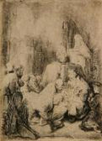 The Circumcision: Small Plate Oil Painting by Harmenszoon van Rijn Rembrandt