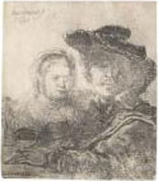 Self Portrait With Saskia Oil Painting by Harmenszoon van Rijn Rembrandt