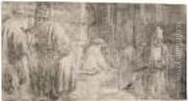 Jews In The Synagogue Oil Painting by Harmenszoon van Rijn Rembrandt