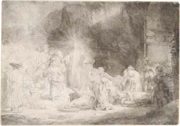 Christ Healing The Sick (the Hundred Guilder Print). Oil Painting by Harmenszoon van Rijn Rembrandt