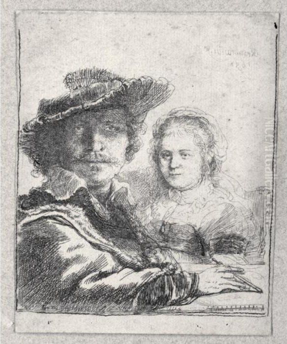 Self-portrait With Saskia (b., Holl.19; H.144; Bb.36-a) Oil Painting by Harmenszoon van Rijn Rembrandt