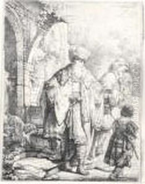 Abraham Casting Out Hagar And Ismael (b., Holl.30; H.149; Bb.37-a) Oil Painting by Harmenszoon van Rijn Rembrandt