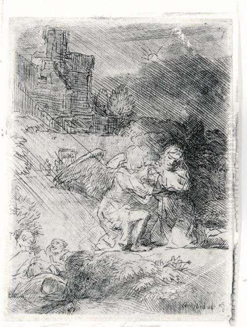 The Agony In The Garden (b., Holl.75; H.293; Bb.57-3) Oil Painting by Harmenszoon van Rijn Rembrandt