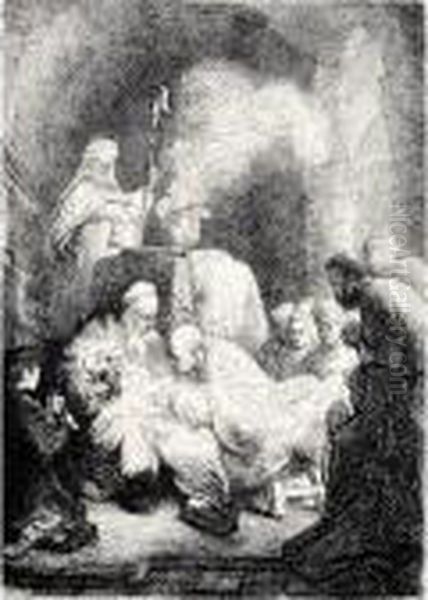 The Circumcision: Small Plate (b., Holl.48; H.19; Bb.30-8) Oil Painting by Harmenszoon van Rijn Rembrandt