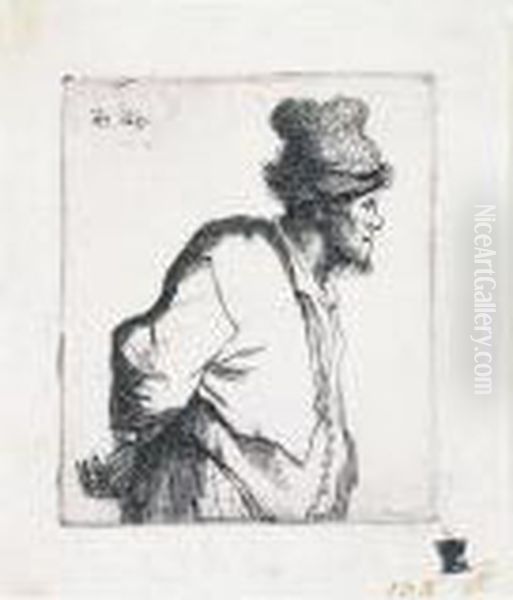 Peasant With His Hands Behind His Back (b., Holl.135; H.69; Bb.31-m) Oil Painting by Harmenszoon van Rijn Rembrandt