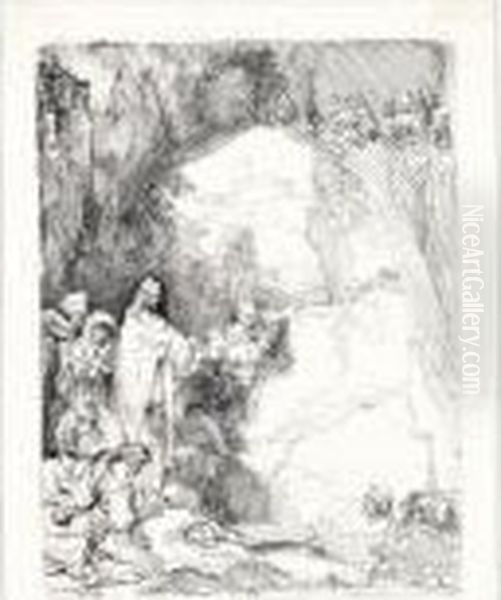 The Raising Of Lazarus: Small Plate (b., Holl.72; H.198; Bb.42-b) Oil Painting by Harmenszoon van Rijn Rembrandt
