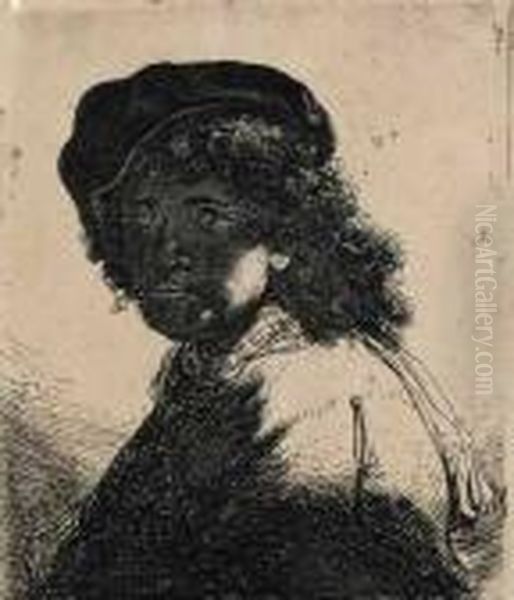 Self Portrait In Cap Oil Painting by Harmenszoon van Rijn Rembrandt