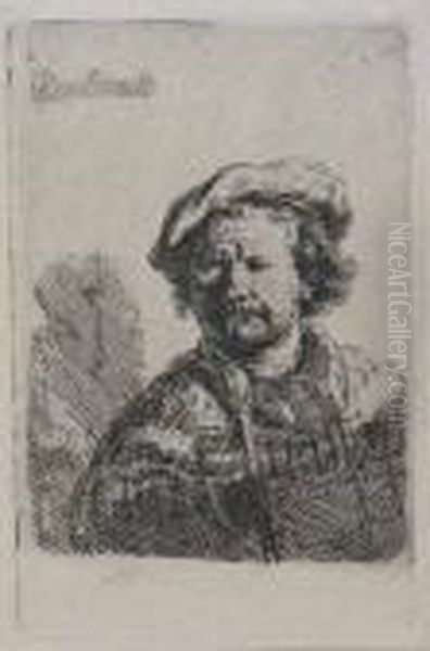 Self Portrait In Flat Cap Oil Painting by Harmenszoon van Rijn Rembrandt