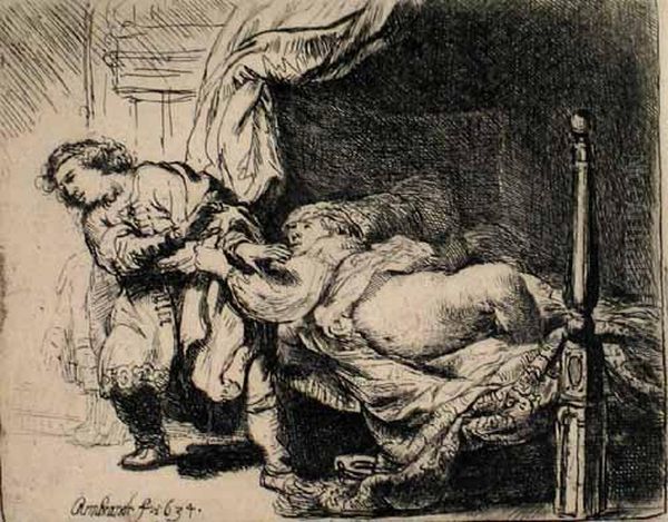 Joseph And Potiphar's Wife Oil Painting by Harmenszoon van Rijn Rembrandt