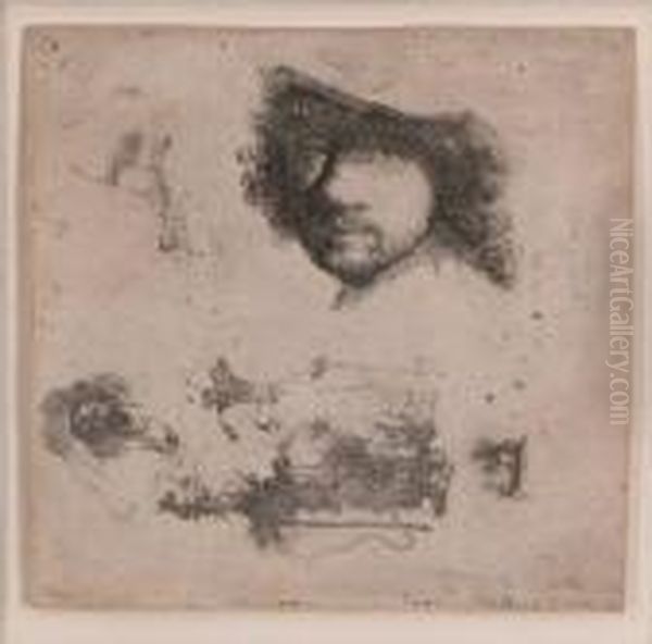 Sheet Of Studies Oil Painting by Harmenszoon van Rijn Rembrandt