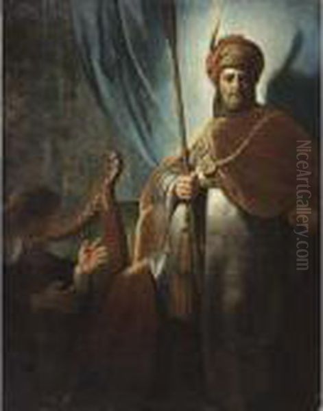 David Playing Harp Before Saul Oil Painting by Harmenszoon van Rijn Rembrandt