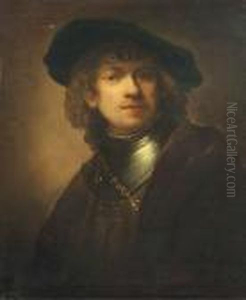 Self-portrait As A Young Man With A Black Beret Oil Painting by Harmenszoon van Rijn Rembrandt
