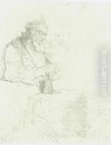 Old Man In Meditation Oil Painting by Harmenszoon van Rijn Rembrandt