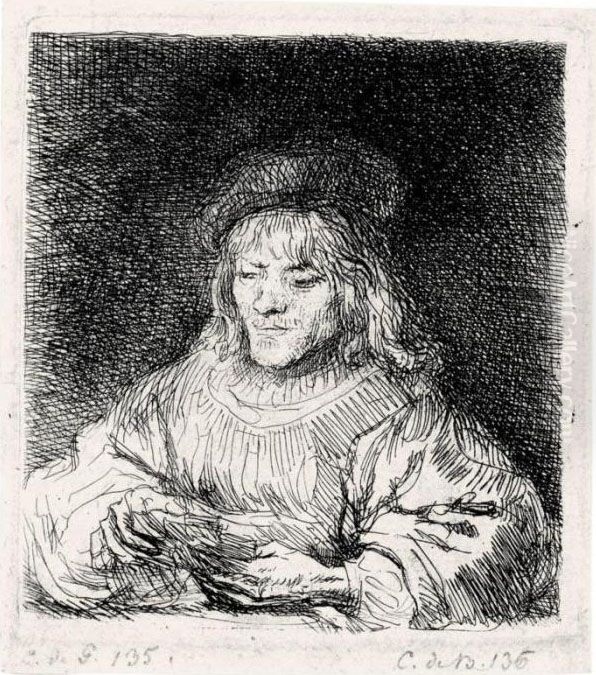 The Cardplayer (b., Holl.136; H.190; Bb.41-m) Oil Painting by Harmenszoon van Rijn Rembrandt