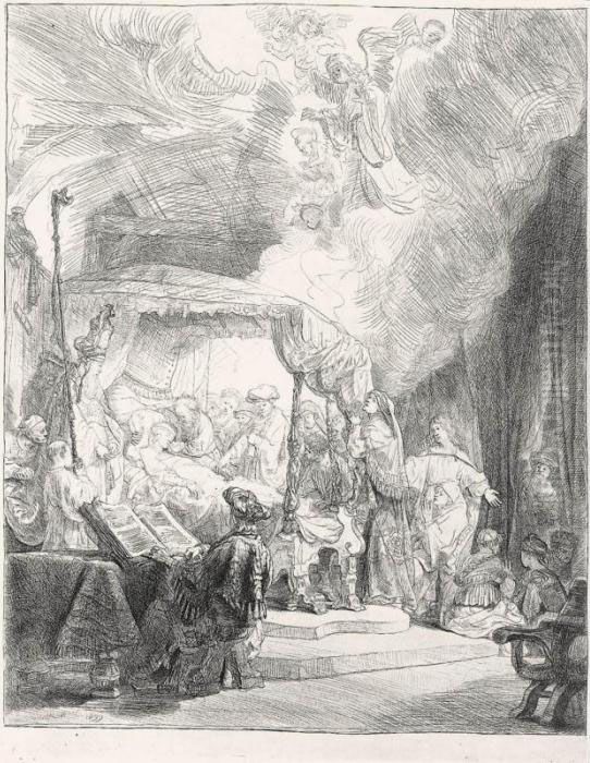 The Death Of The Virgin (b., Holl.99; H.161; Bb.39-a) Oil Painting by Harmenszoon van Rijn Rembrandt