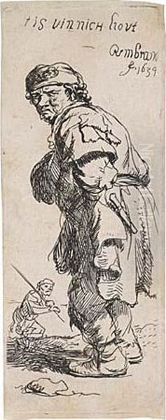 A Peasant Calling Out: 'tis Vinnich Kout.' Oil Painting by Harmenszoon van Rijn Rembrandt